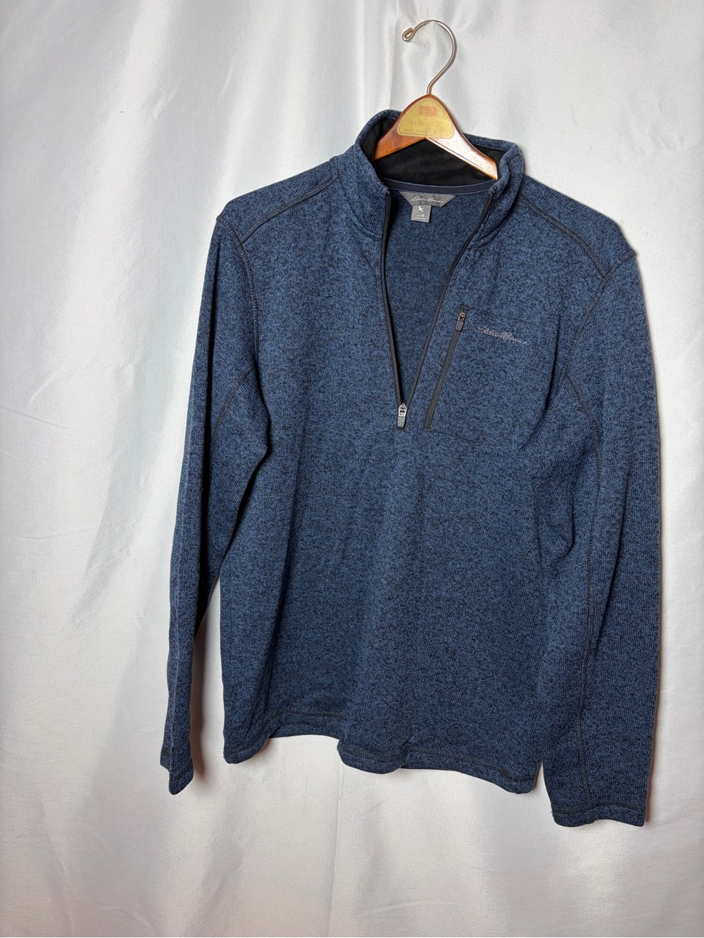 Eddie Bauer Men’s Zip-Front Heathered Navy Pullover